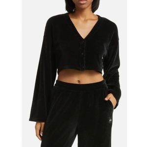 ALO Yoga Chenille Chalet Crop Cardigan In Black